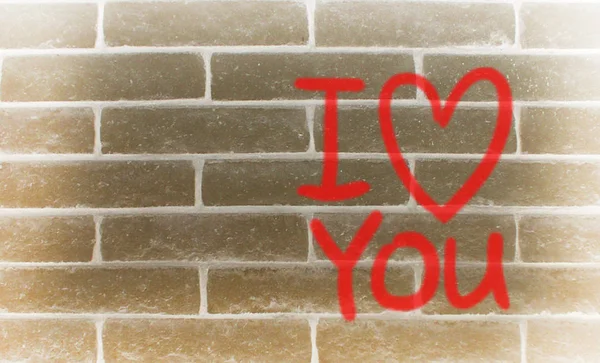 Love Graffiti Brick Wall — Stock Photo, Image