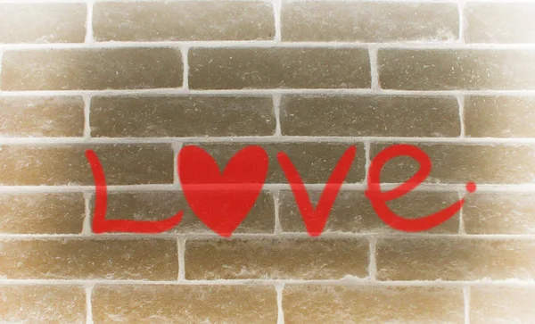 Love Graffiti Brick Wall — Stock Photo, Image