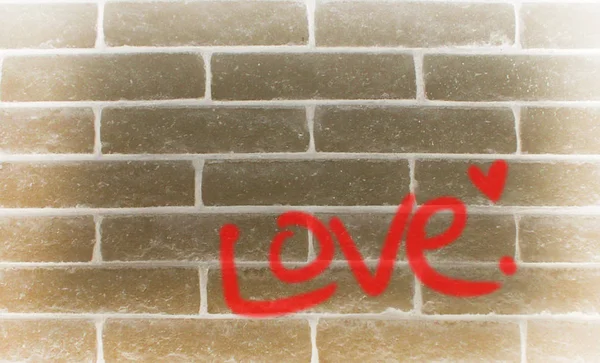 Graffiti Amour Sur Mur Briques — Photo
