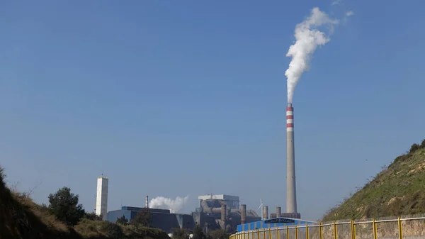 Industrial Chimney Pollution Steam — Stock Photo, Image