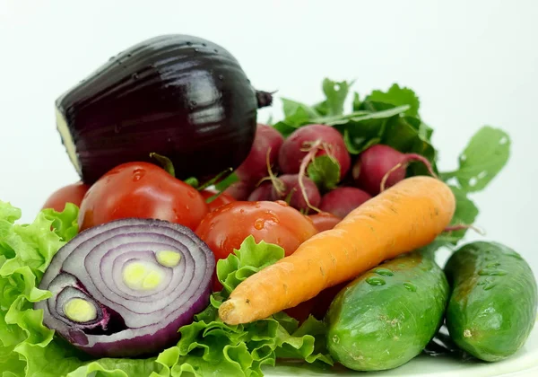 Variedad Verduras Frescas Sobre Fondo Blanco — Foto de Stock