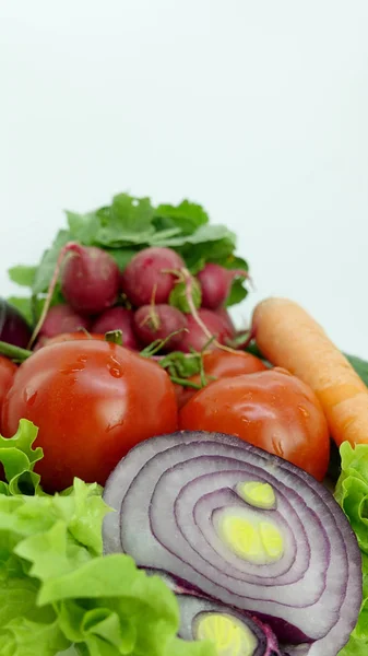 Mängd Färska Grönsaker Vit Bakgrund — Stockfoto