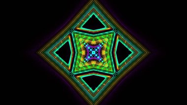 Siyah arka plan üzerinde parlak renkli kaleydoskopik ışıklar