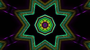 Siyah arka plan üzerinde parlak renkli kaleydoskopik ışıklar