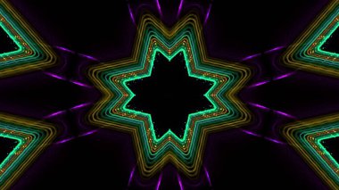 Siyah arka plan üzerinde parlak renkli kaleydoskopik ışıklar