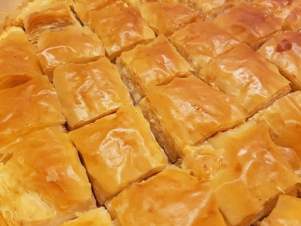 Sobremesas Doces Baklava Turca Com Massa Nozes Mel — Fotografia de Stock