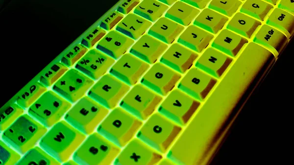 Neon colored computer keyboard