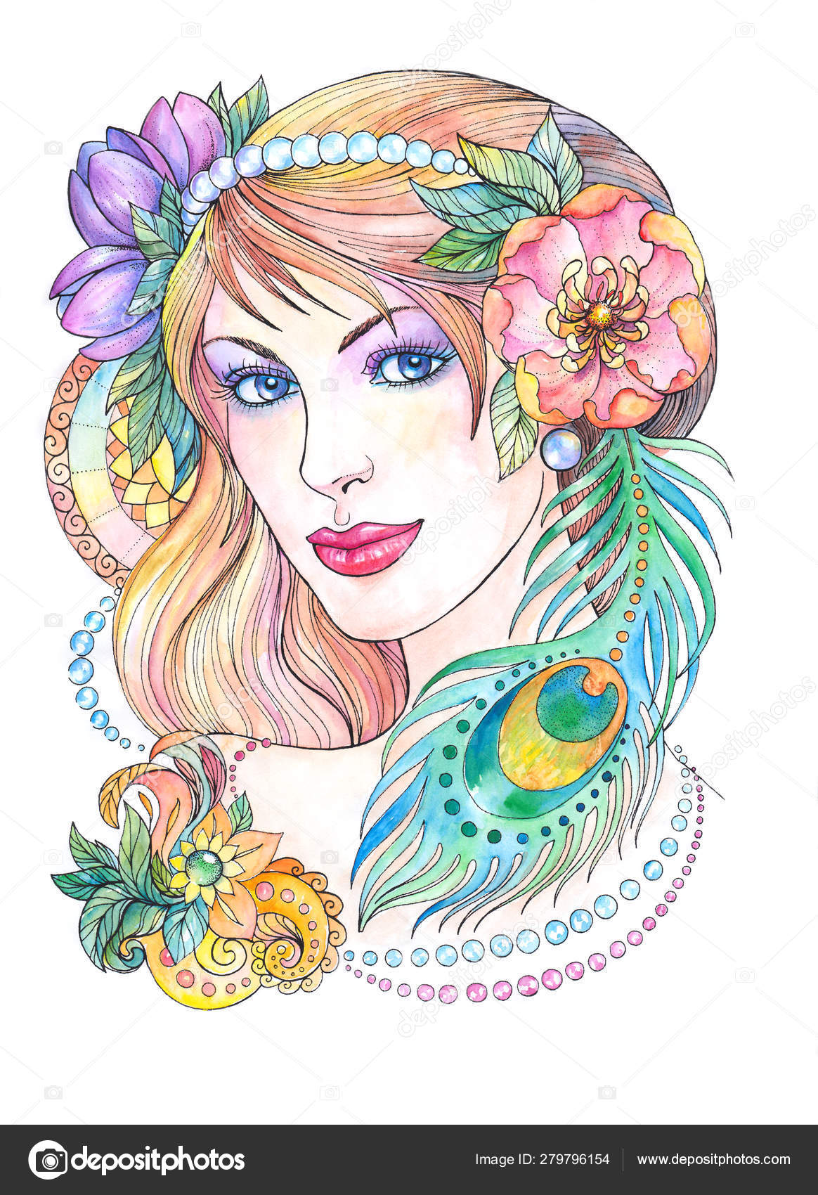 A Beautiful Woman With A Peony Flower In Her Hair Stock Photo Image By C Vensk
