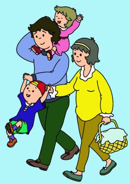 mutlu aile anne ve çocuk çizim