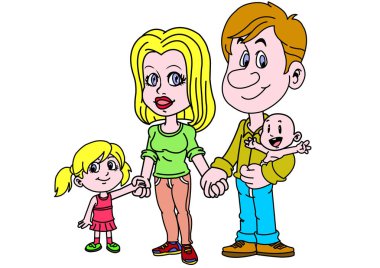mutlu aile anne ve çocuk çizim