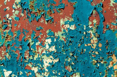 Metal bir yüzeyde çatlak boya. Arka plan