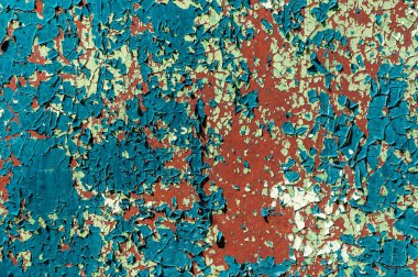 Metal bir yüzeyde çatlak boya. Arka plan