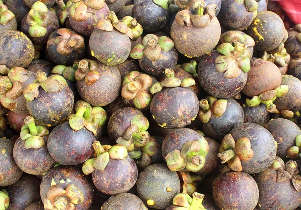 Mangostão Frutas Tailandesas Mercado Tailandês — Fotografia de Stock