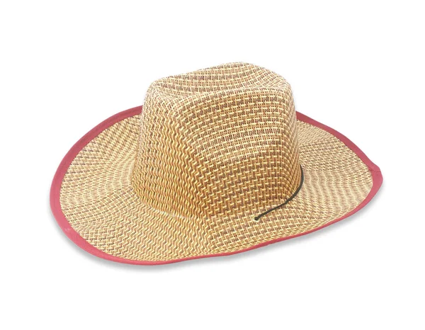 Beyaz Arka Planda Çiçekli Güzel Hasır Şapka — Stok fotoğraf