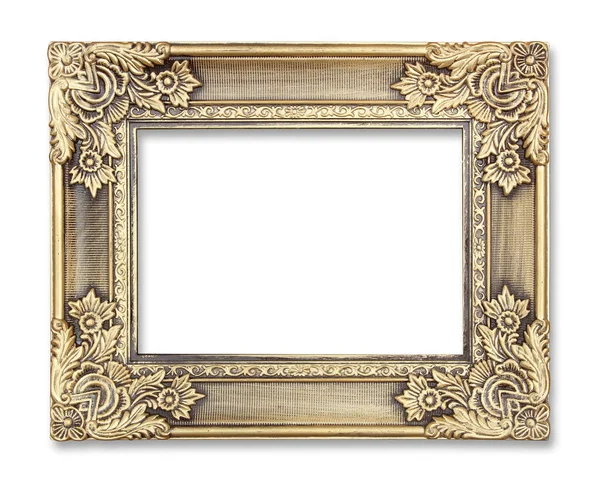 Gold Picture Frame Decorative Pattern White Background — Stock Photo, Image