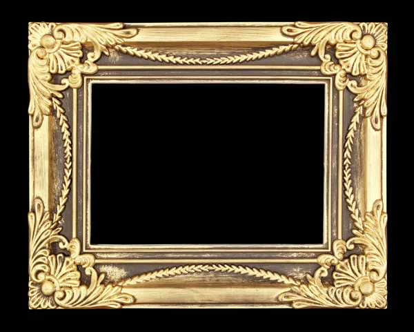 黑色背景的金相框 — 图库照片