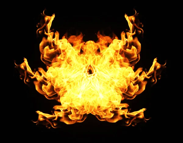 Fire Flames Collection Isolated Black Background — Stock Photo, Image