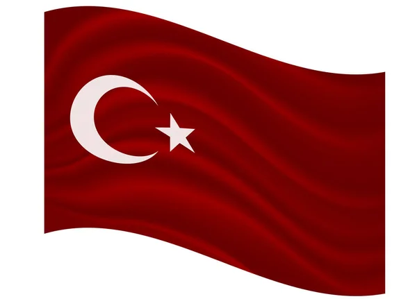 Bandeira Turquia Crescente Branco Estrela Sobre Fundo Cor Vermelha Bandeira — Vetor de Stock