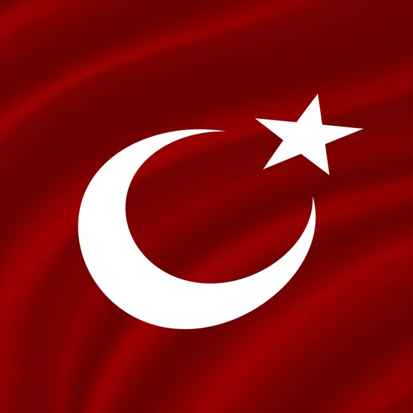 Mezzaluna Bianca Stella Fondo Seta Rossa Simbolismo Islamico Bandiera Turkey — Vettoriale Stock