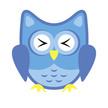 Baykuş simgesi mavi renkler stilize