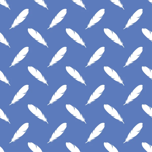 Modèle sans plumes sans couture en couleurs bleues — Image vectorielle