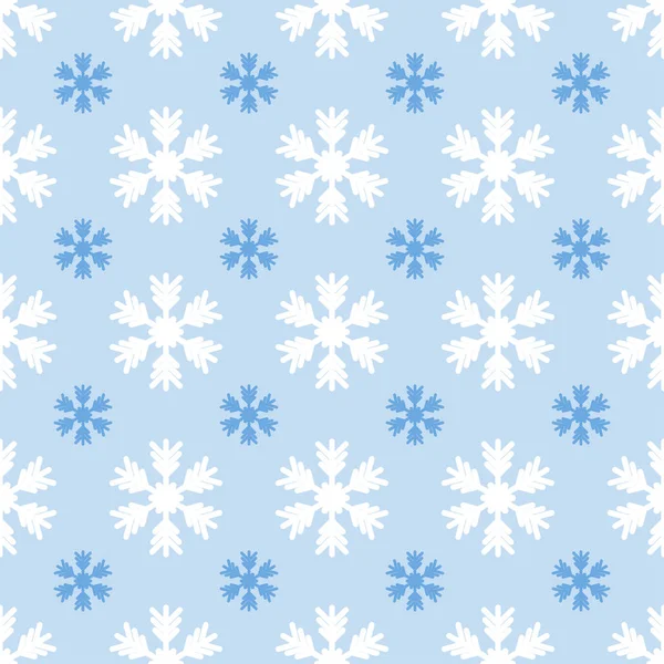 Modello leggero senza soluzione di continuità con fiocchi di neve su blu — Vettoriale Stock