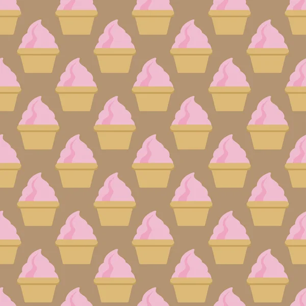 Cupcake wektor wzór beżowy, różowy sztuka tło — Wektor stockowy