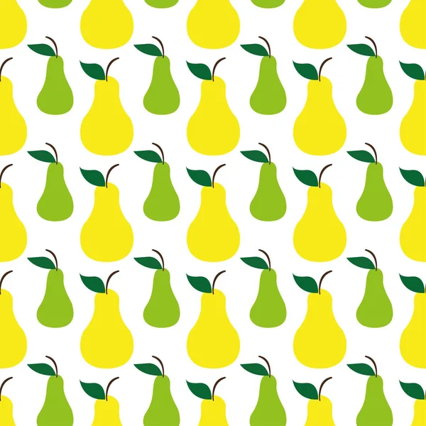 Birne grün gelb nahtlose Kunst Muster Hintergrund — Stockvektor