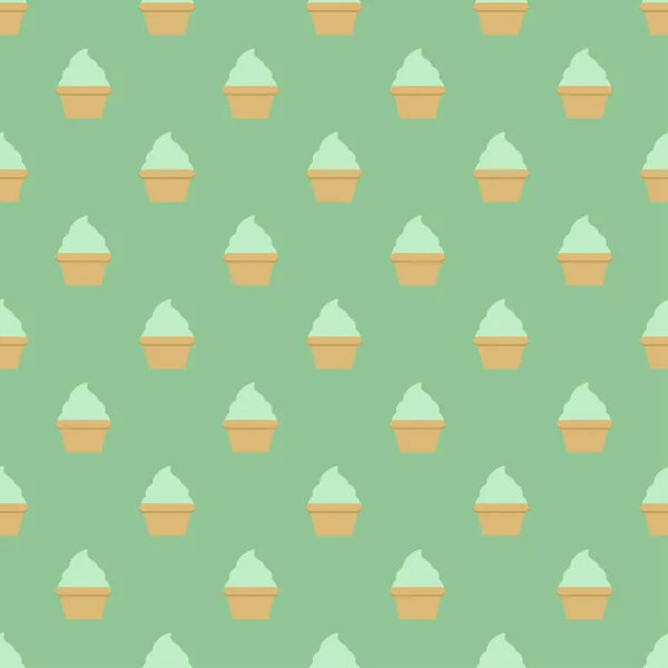 薄荷奶油杯蛋糕无缝绿色模式 — 图库矢量图片