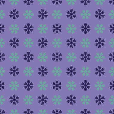 Lila zemin üzerine kar taneleri ile Seamless modeli. Vektör çizim