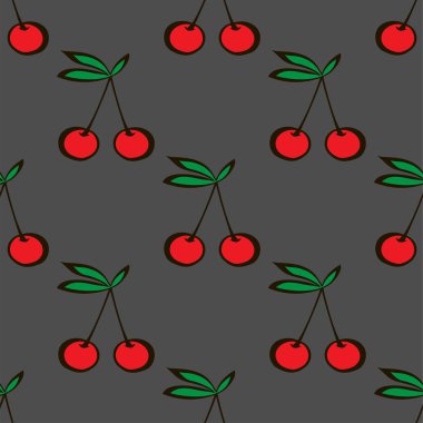 Kiraz Dikişsiz çift gri arka plan desen