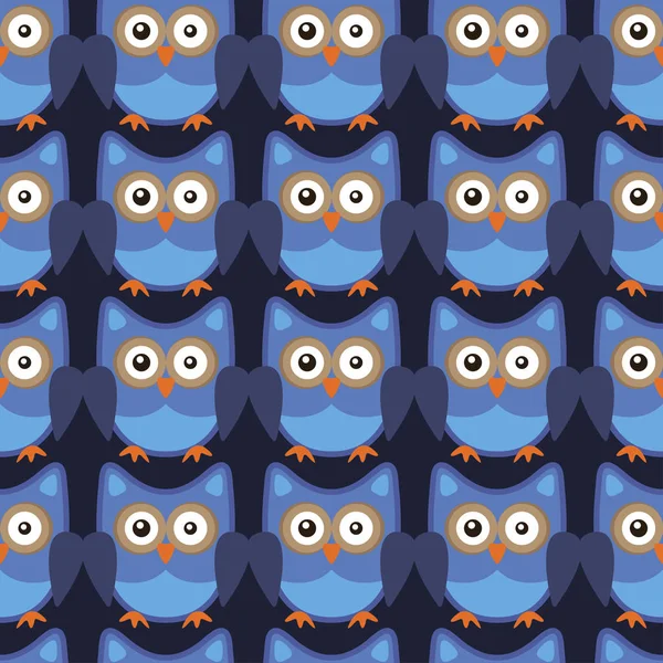 Stilize baykuş sanat seemless desen mavi renkler