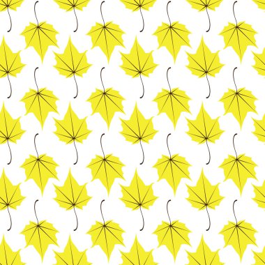 Sorunsuz vektör arka plan beyaz sarı sanat akçaağaç yaprakları