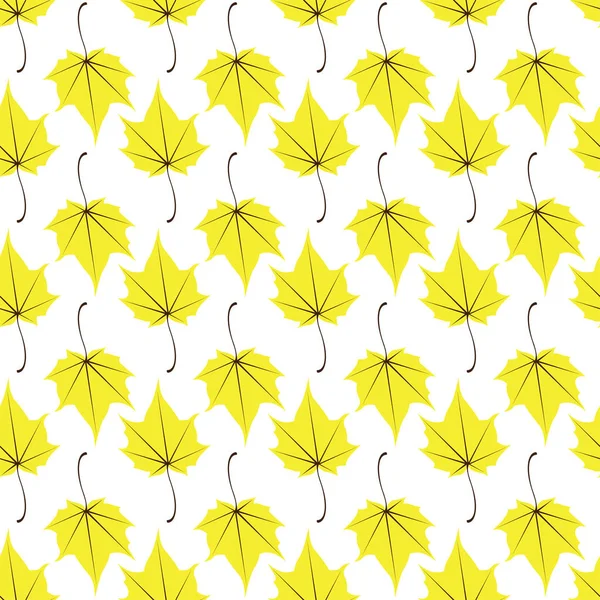 Maple leaves seamless vector white yellow art background — Stock Vector