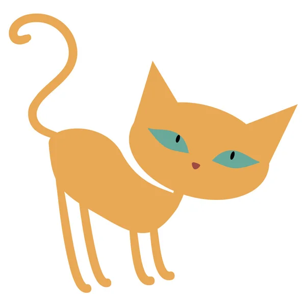 Cute ginger orange cartoon cat with green eyes — Stock Vector