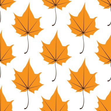 Sorunsuz vektör arka plan beyaz turuncu sanat akçaağaç yaprakları