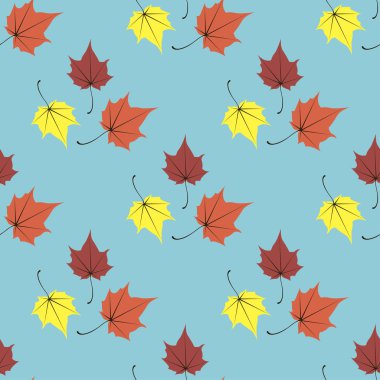 Sorunsuz vektör arka plan mavi turuncu sanat akçaağaç yaprakları