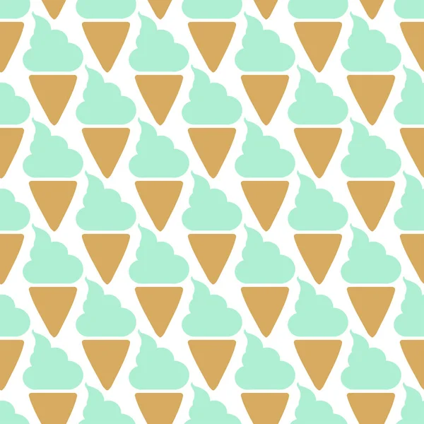 Helado cono sin costura menta azul patrón de fondo — Vector de stock