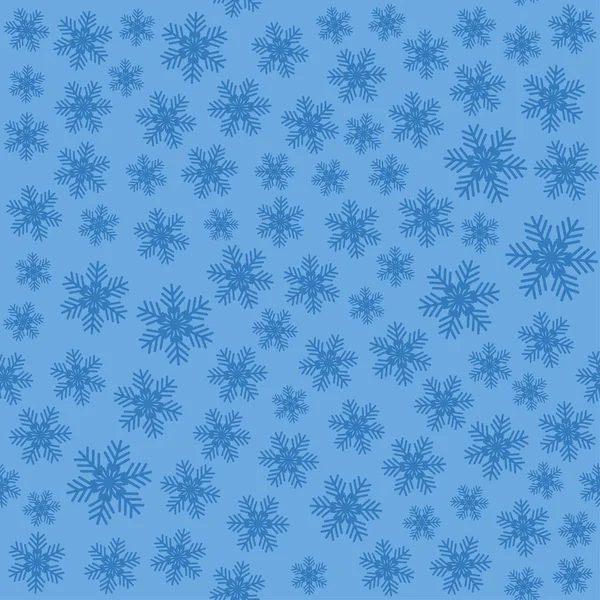 Modello di arte senza soluzione di continuità con fiocchi di neve su blu — Vettoriale Stock