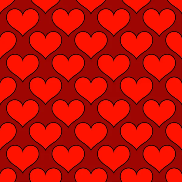 Los corazones rojos aman el patrón de fondo sin costuras, día de San Valentín — Vector de stock