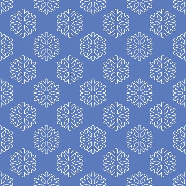 Nahtloses Kunstmuster mit Schneeflocken auf Blau — Stockvektor