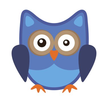 Baykuş biçimlendirilmiş komik simge mavi renkler