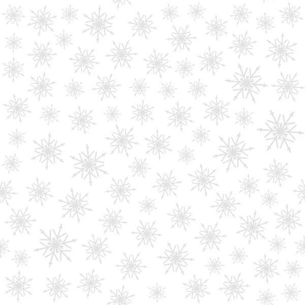 Modello di nuovo anno invernale senza soluzione di continuità con fiocchi di neve su bianco — Vettoriale Stock
