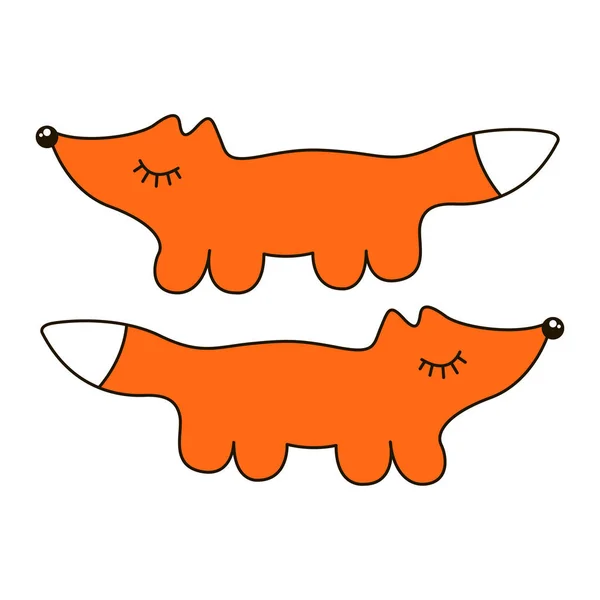 Lustiges Fuchs-Zeichen-Cartoon-Symbol in Kurvenlinien — Stockvektor
