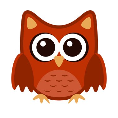 Baykuş komik stilize simgesi simgesi kahverengi turuncu renkler