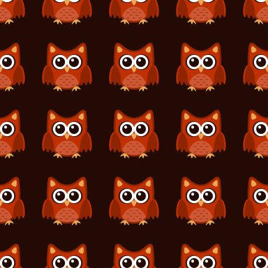 Stilize baykuş sanat seemless desen kahverengi turuncu renkler