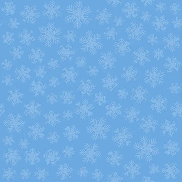 Nahtloses Kunstmuster mit Schneeflocken auf Blau — Stockvektor