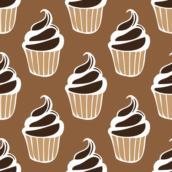 Cream choco cake brown dark seamless pattern — Stock Vector