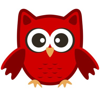 Baykuş Komik stilize simgesi sembol kahverengi kırmızı renkler