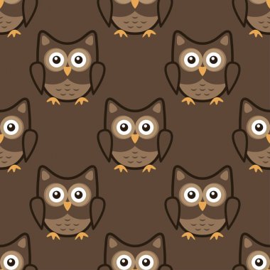 Baykuş stilize sanat Seemless model kahverengi renkler